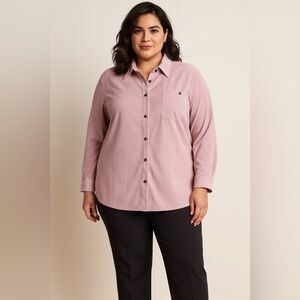 Vintage Chadwick’s button up shirt lavender women’s sz 16 faux suede long sleeve